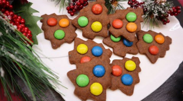 Recipe Домашнее Рождественское шоколадное печенье с ммдмс?M&M's cookies Печенье ёлочка ?