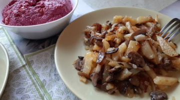 Recipe Картошка жареная с грибами.И салат из свёклы с орехами.