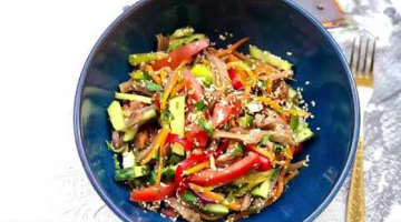 Recipe Корейский пряный салат с говяжьим языком и соусом тирияки