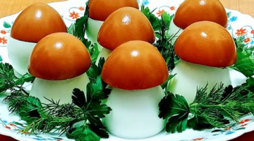 Красивая ПРАЗДНИЧНАЯ ЗАКУСКА "Белые грибы" I Вкусные грибочки из яиц I Новогодние ФАРШИРОВАННЫЕ ЯЙЦА
