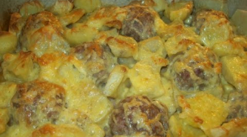 Мясные ежики с картошкой под сырной шапкой в духовке