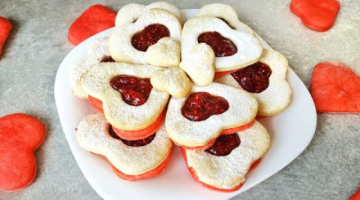 Recipe Печенье валентинки ко Дню Святого Валентина с малиновой начинкой!