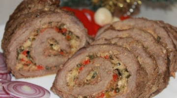 Recipe Праздничный мясной рулет из говядины с начинкой