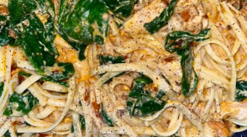 Спагетти в сливочном соусе с курицей и шпинатом - Еда, иди ко мне сюда. Рецепт #shorts