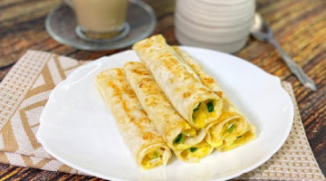 Recipe Трубочки из тонкого лаваша с начинкой из сыра, яиц и зелёного лука.