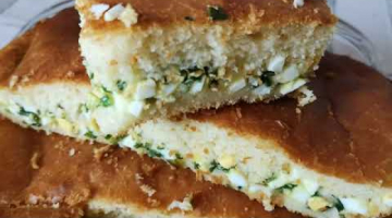 Recipe Заливной пирог с яйцом и зеленым луком. Тесто как бисквит.